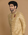 alt message - Manyavar Men Plush Fawn Sherwani Suit image number 0